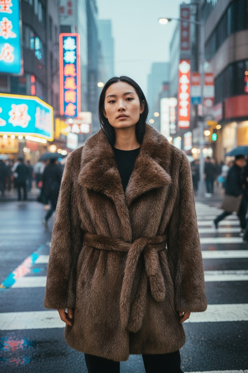 Brown Faux Fur Coat – Luxury Vegan Fur Jacket