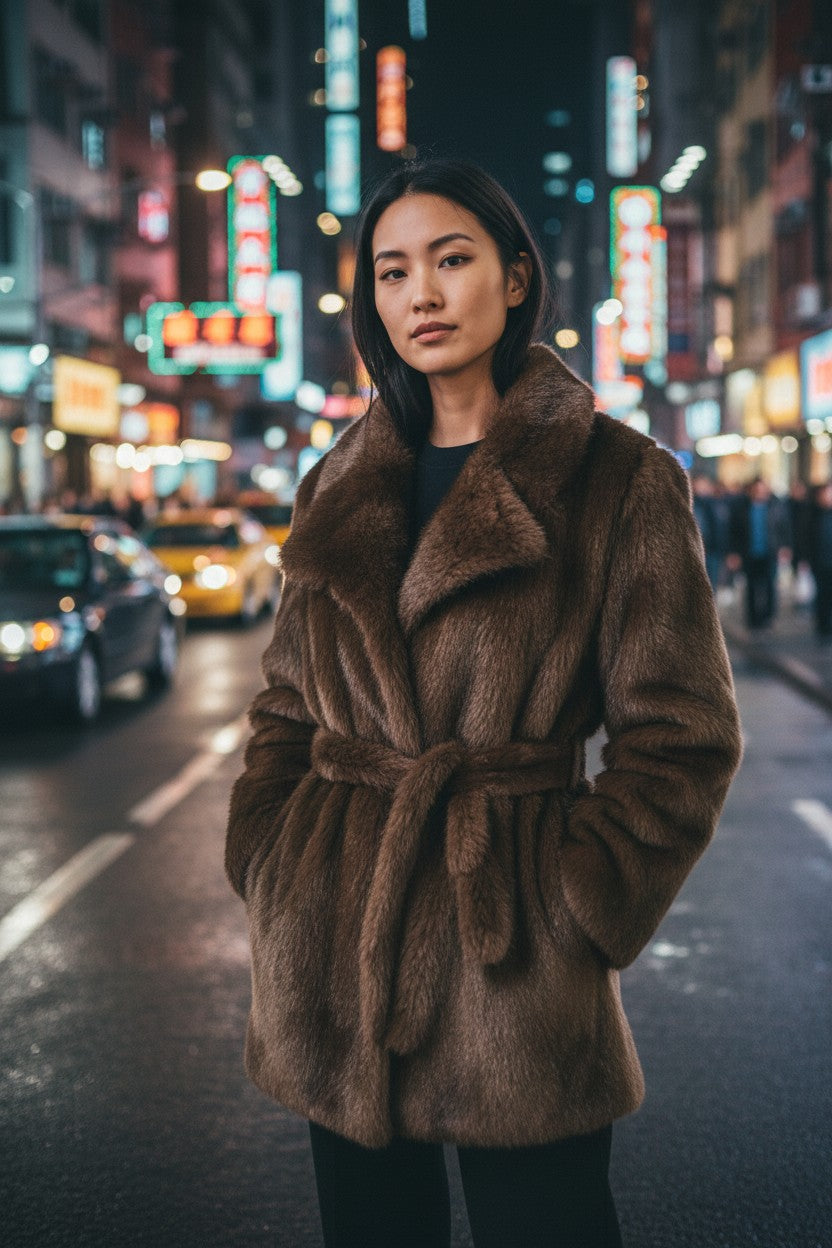 Brown Faux Fur Coat – Luxury Vegan Fur Jacket